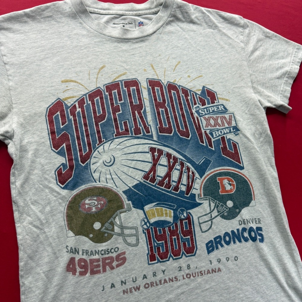 Abercrombie & Fitch NFL Super Bowl XXIV 49ers vs Broncos Graphic T-Shirt Mens M